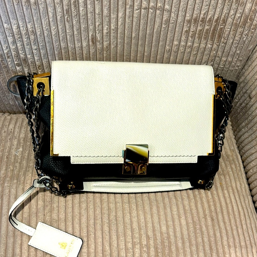 Lanvin black and white leather hand bag
